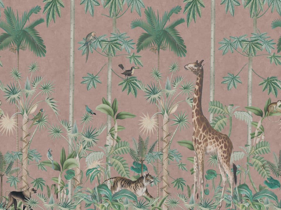 Giraffes Stroll, Pink