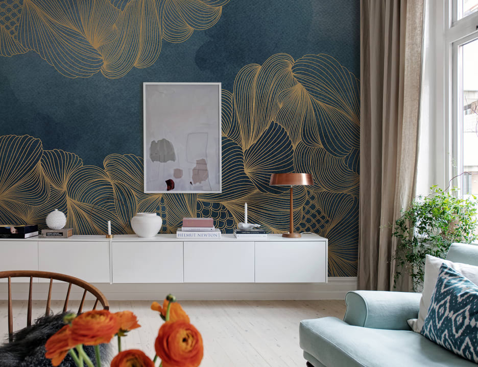 Wall mural with gold details