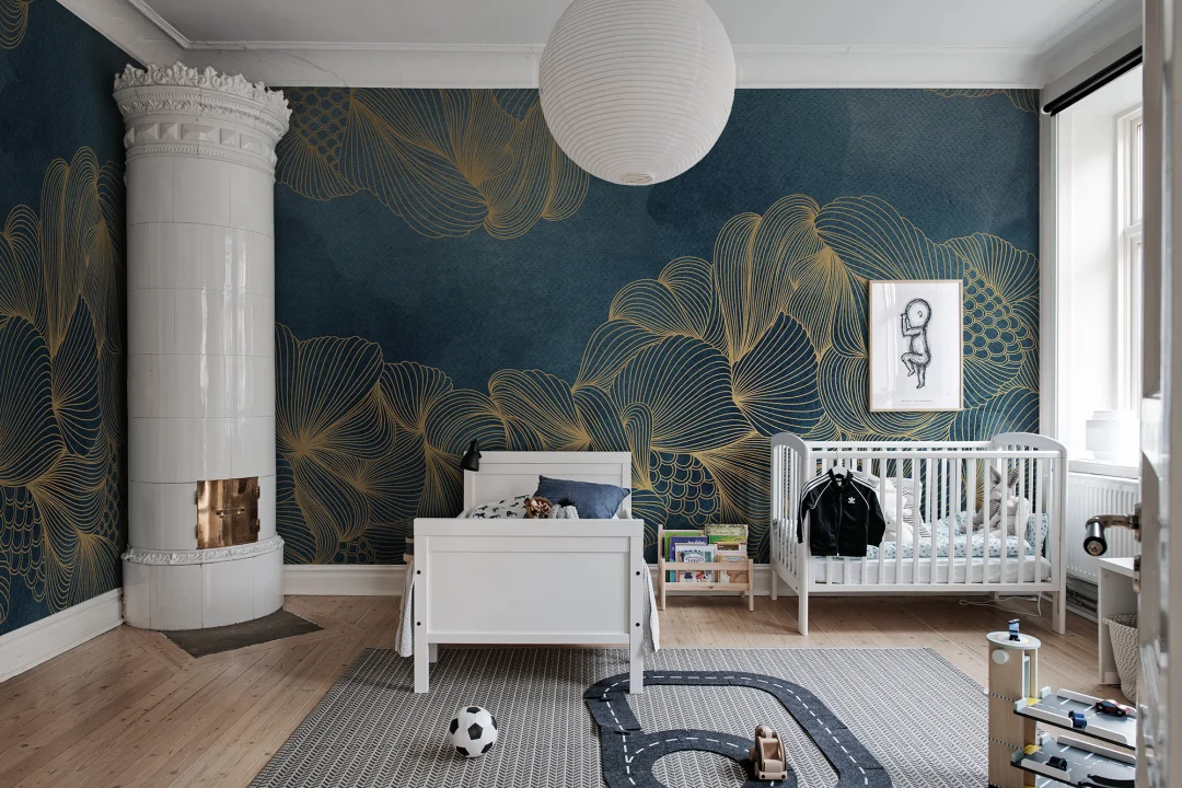 Wall mural with gold details
