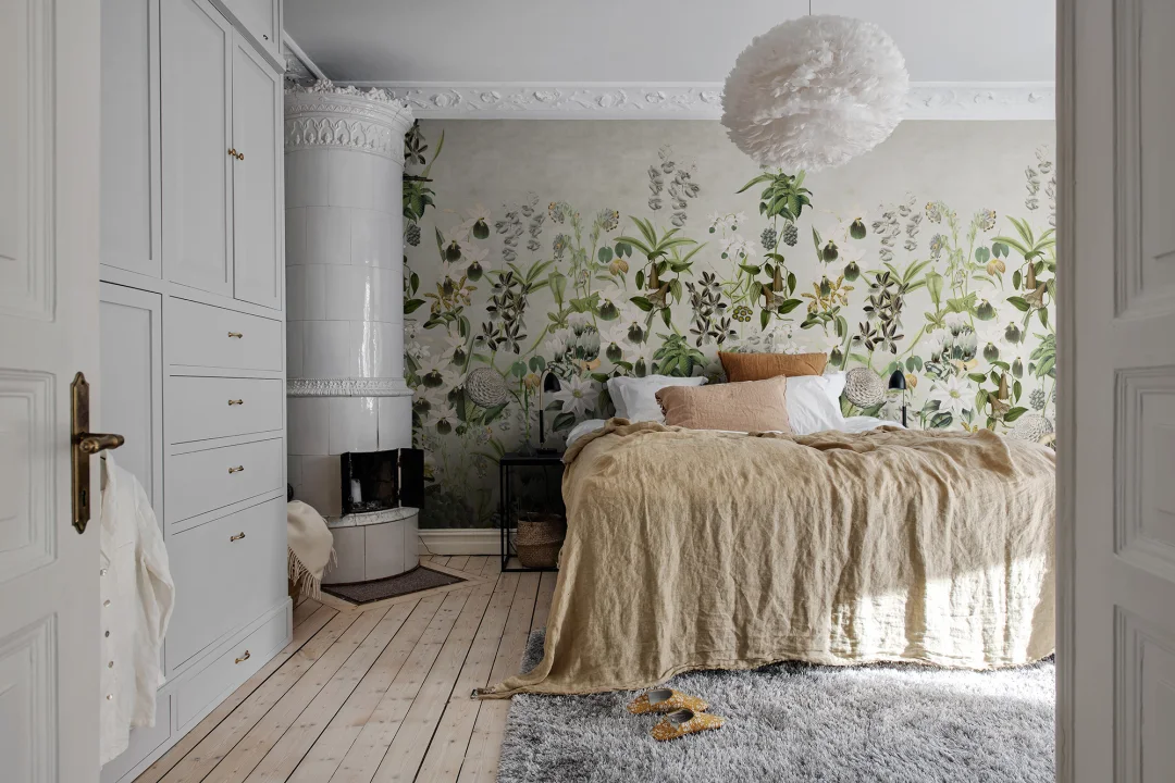 Grijs wilde bloemenbehang