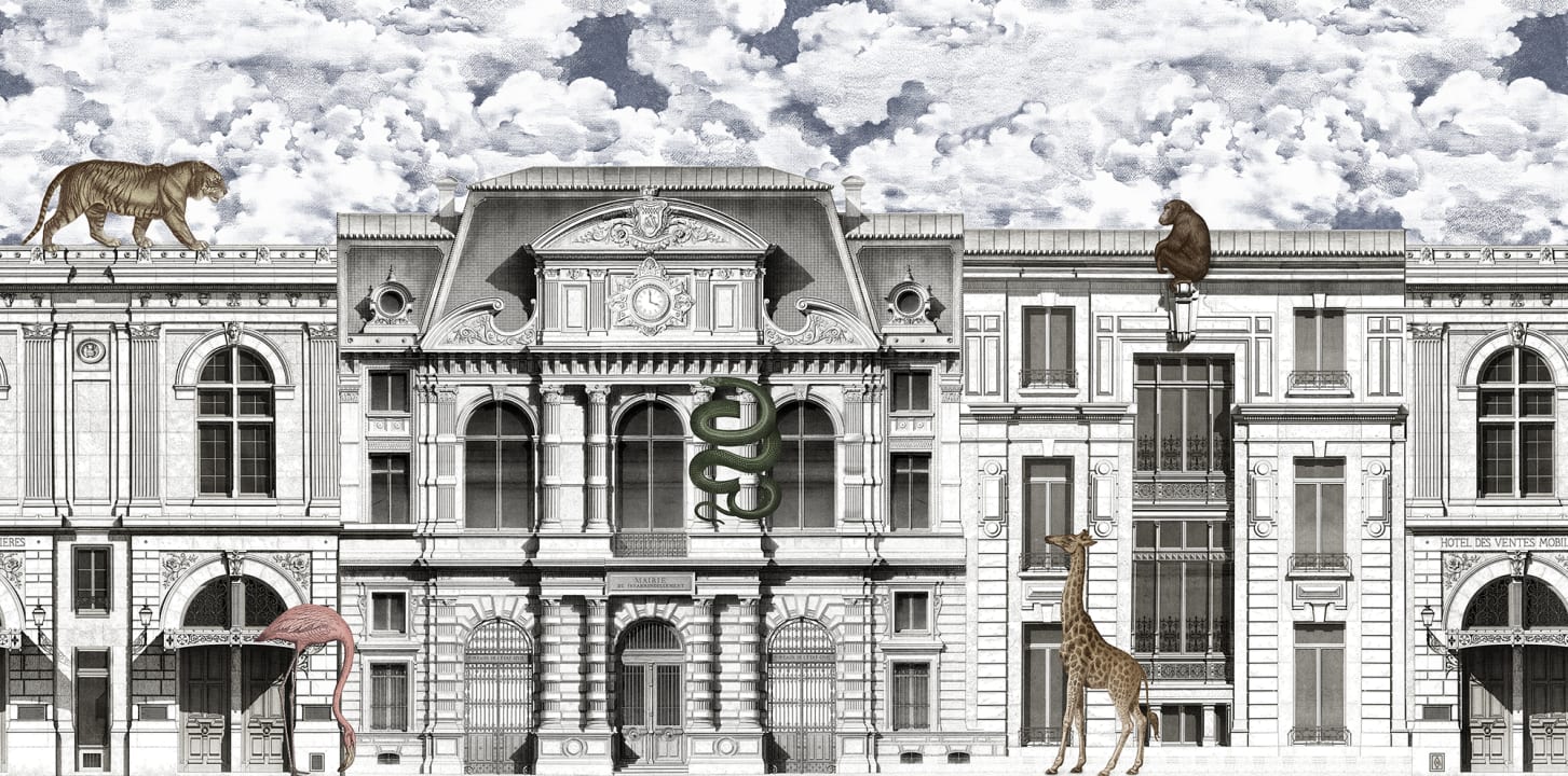 Playful wallpaper with animals