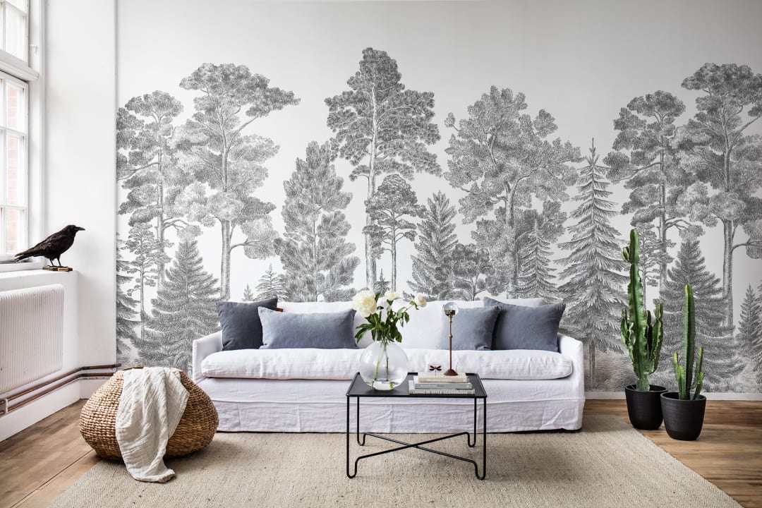 Gray forest wallpaper mural