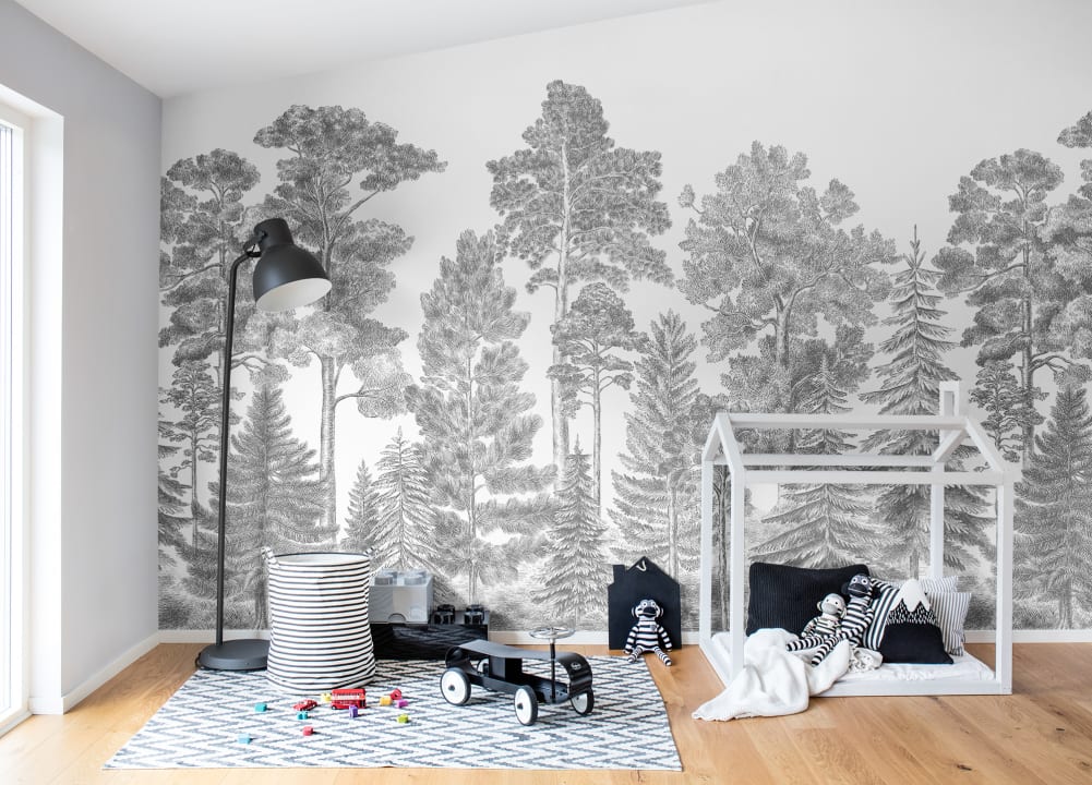 Gray forest wallpaper mural