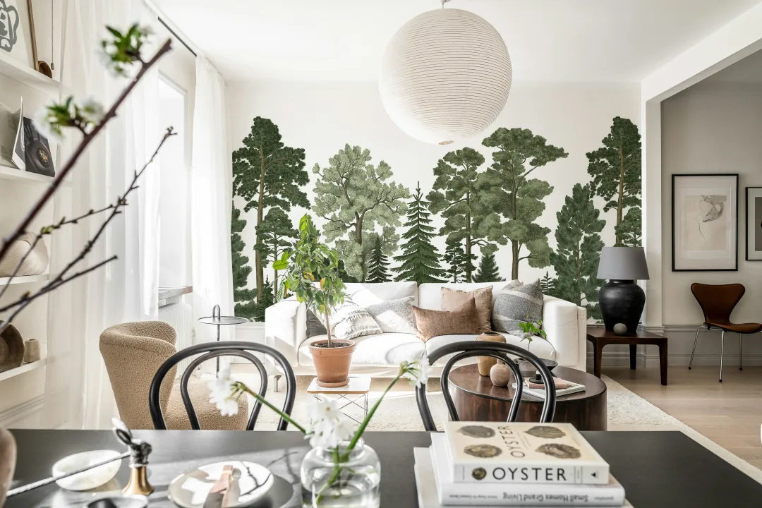 Papier peint forêt de conifères