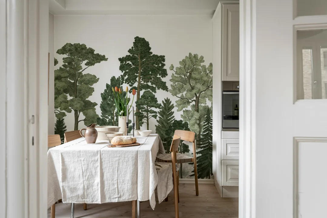 Papier peint forêt de conifères