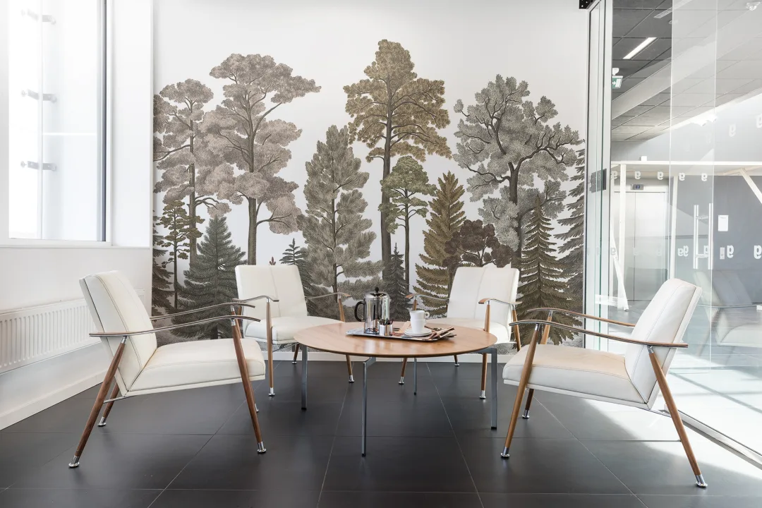 Fall forest wallpaper with warm brown hues