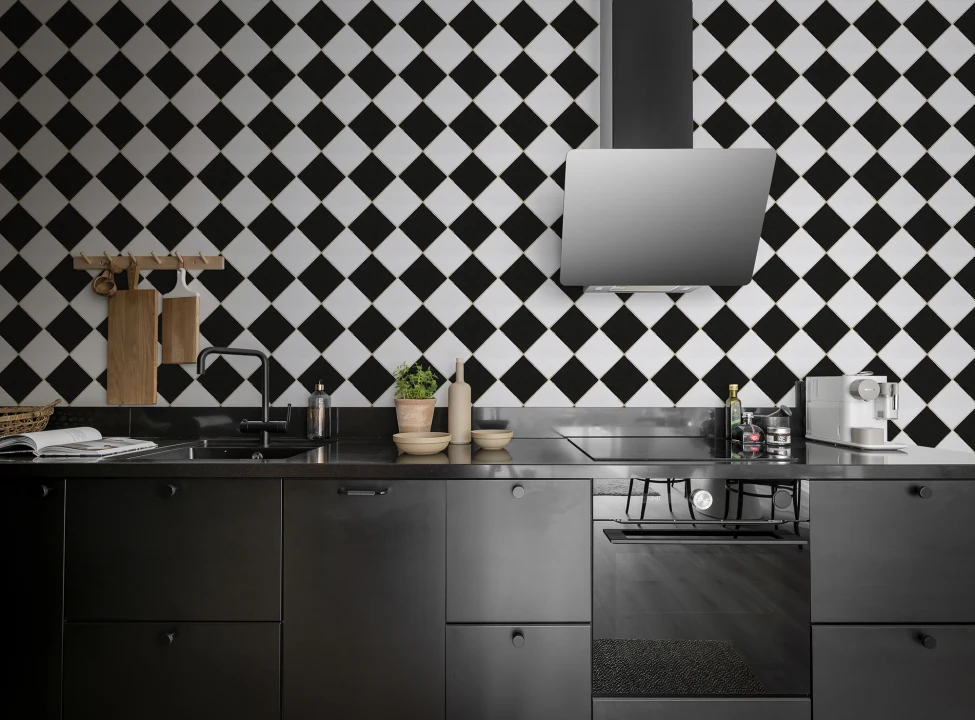 Checkered Tiles, Black & White