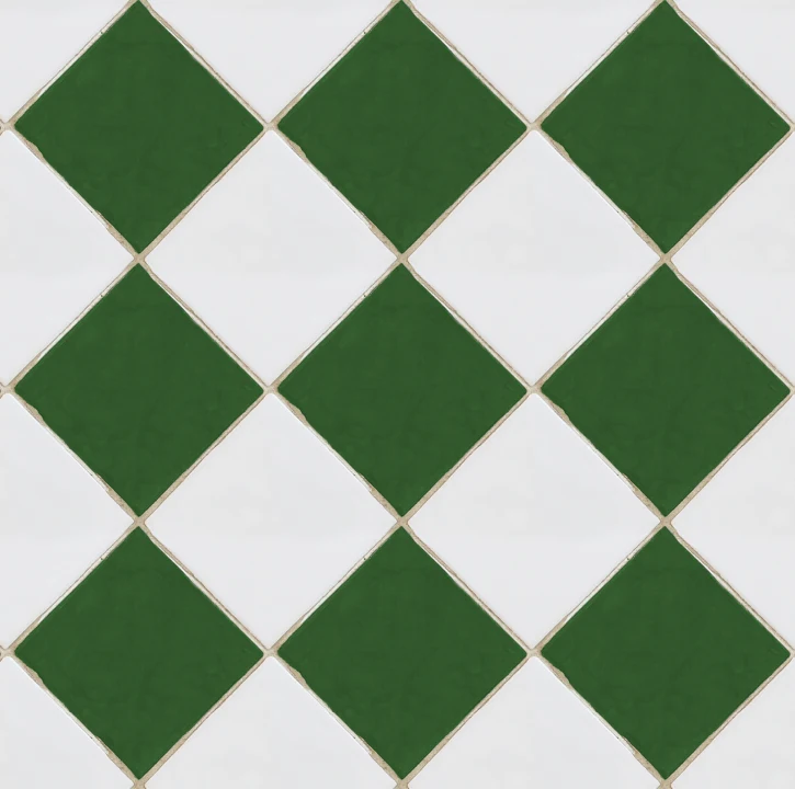 Checkered Tiles, White & Green