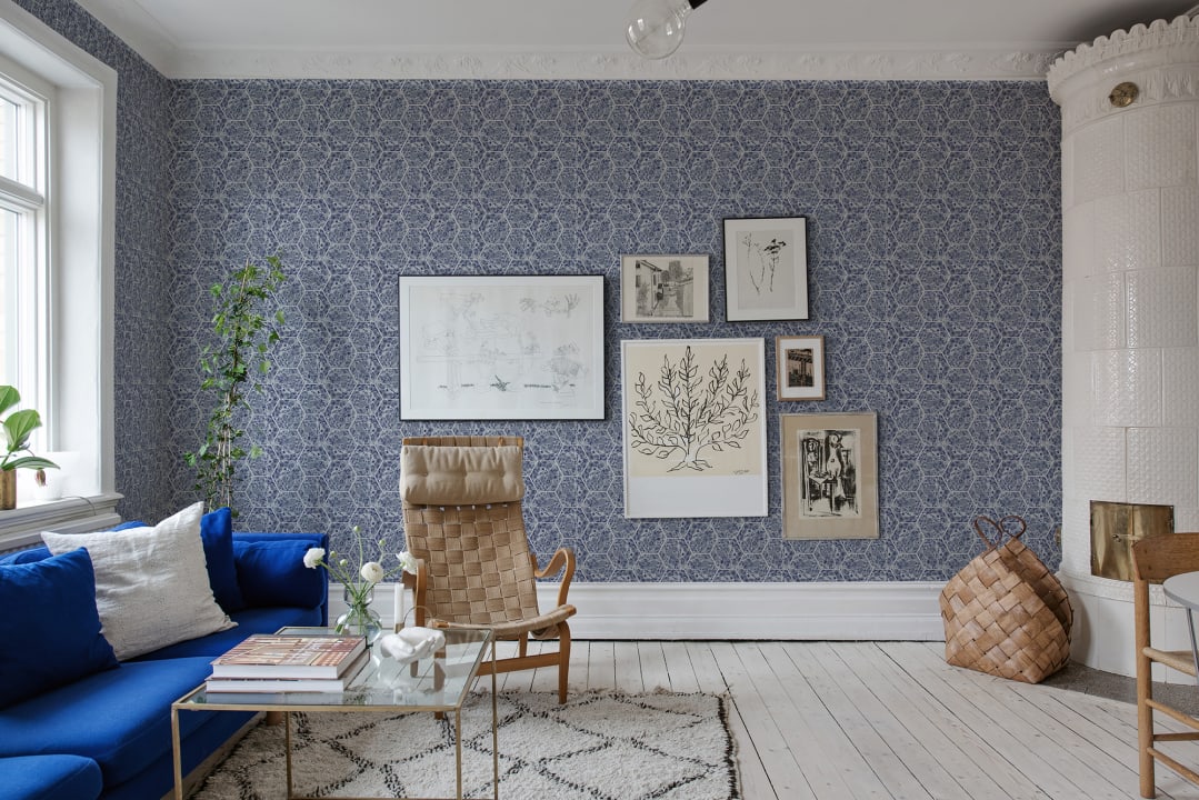 Marbled Hexagon Tiles, Dark Blue