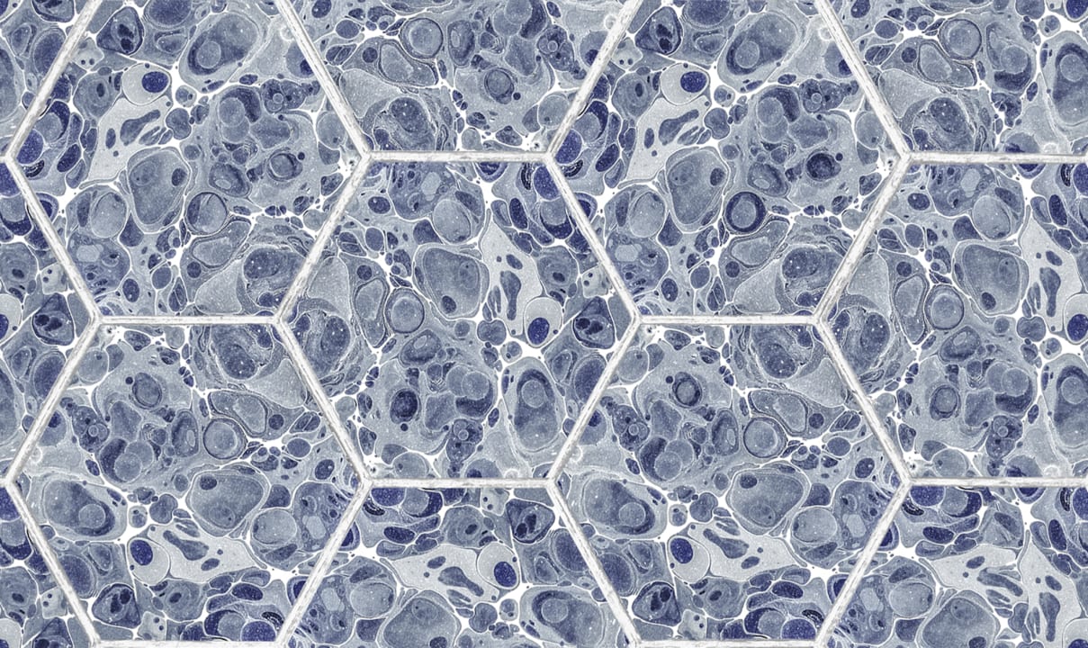 Marbled Hexagon Tiles, Dark Blue