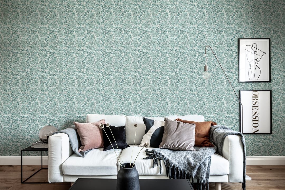 Marbled Hexagon Tiles, Green