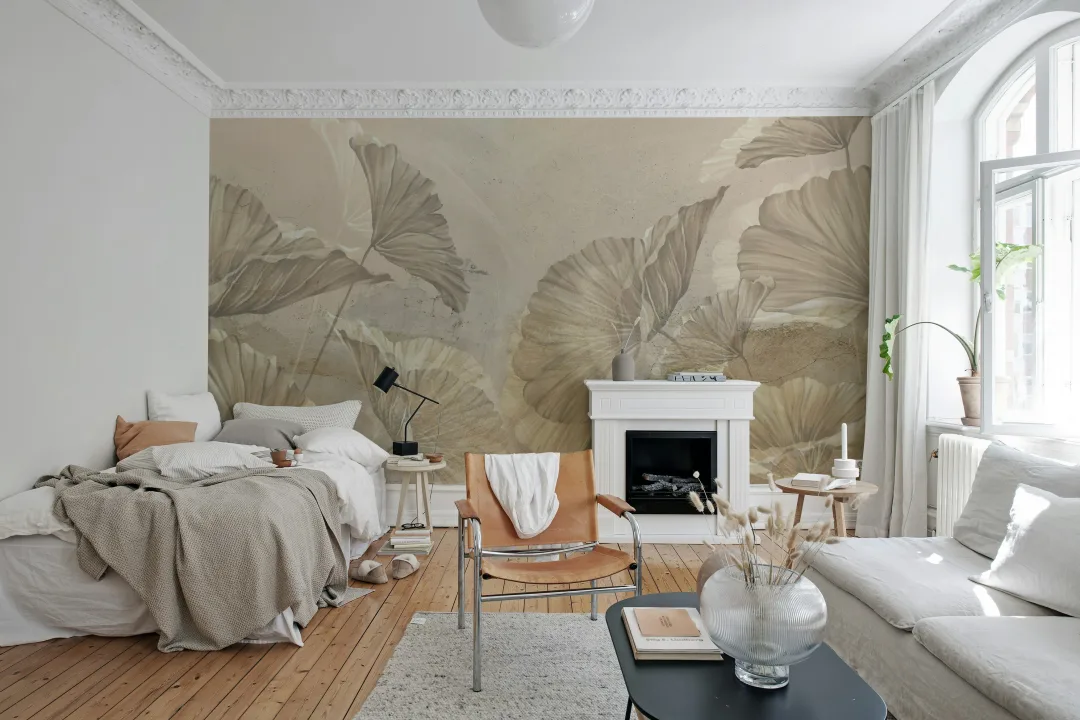Beige Leaf Silhouette