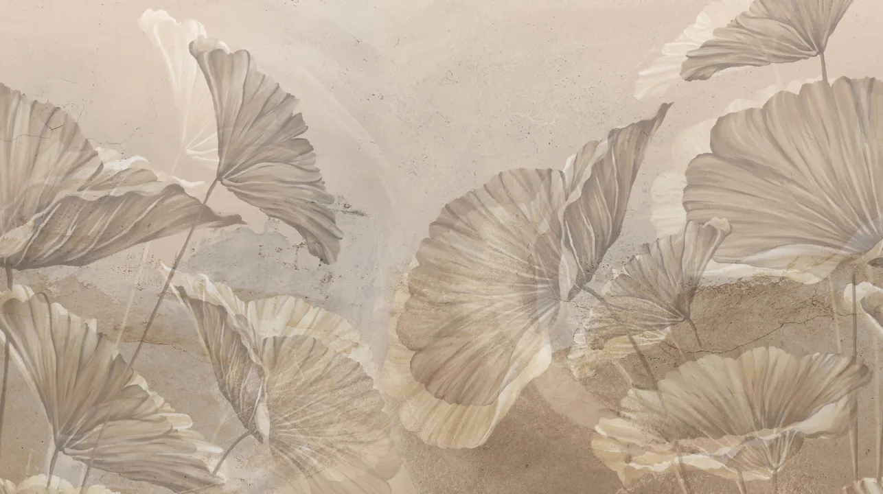 Beige Leaf Silhouette