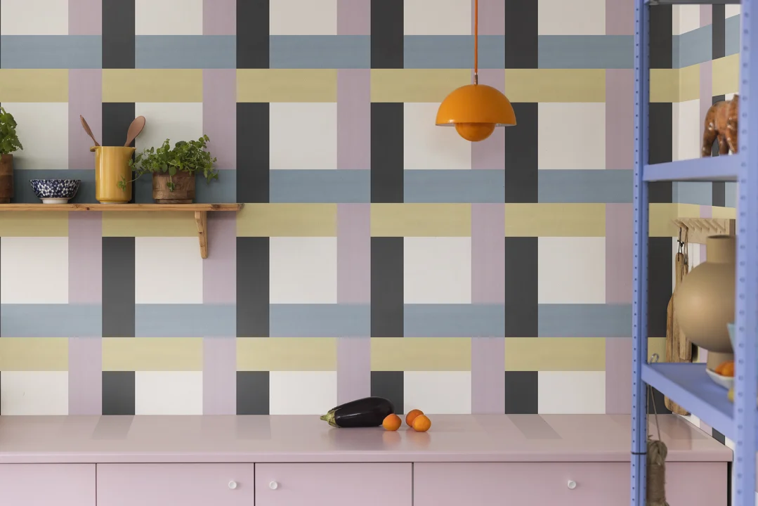 Colorful maximalist wall mural 