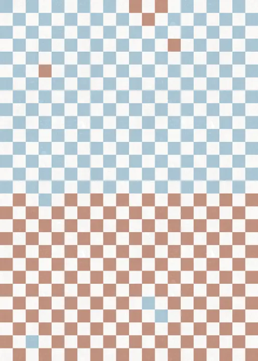 Papel pintado a cuadros naranjas y azules