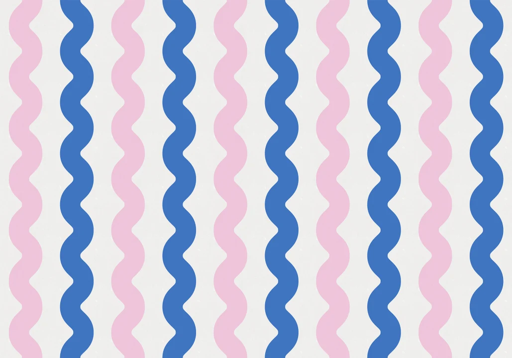Carta da parati traballante blu e rosa