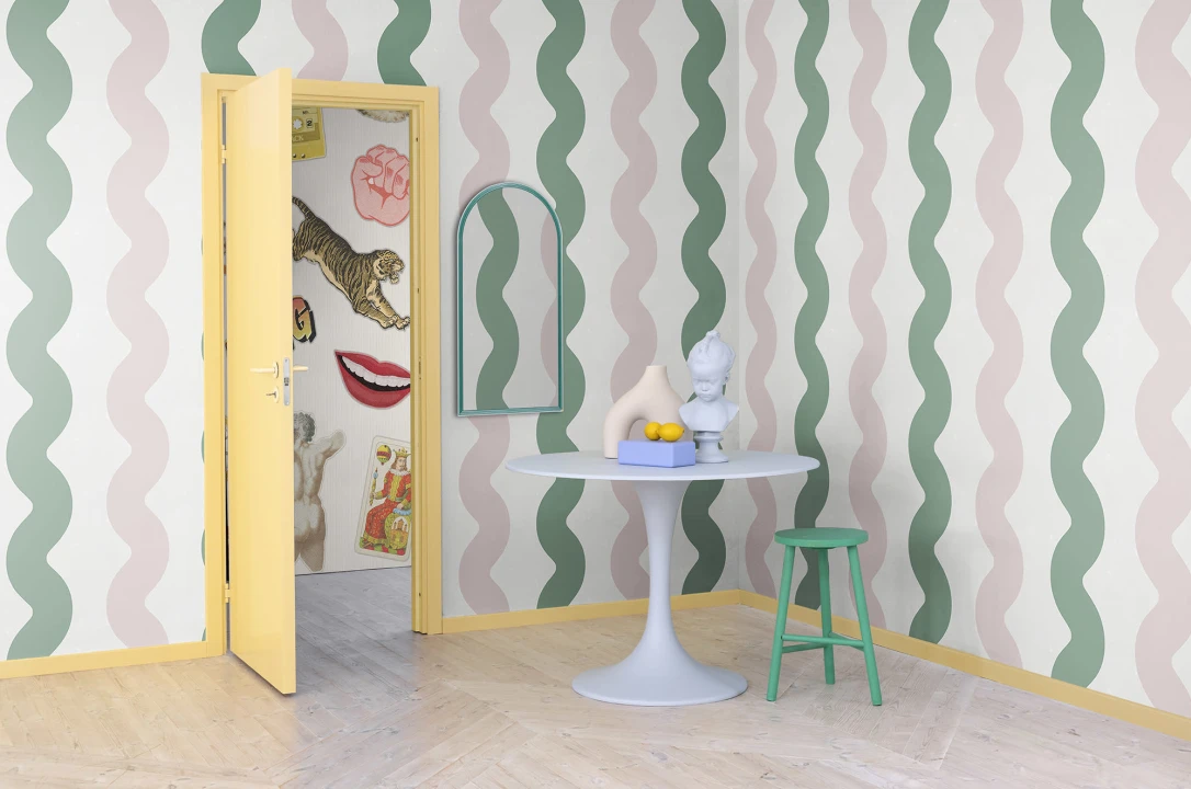 Design de tapet wobbly verde și roz