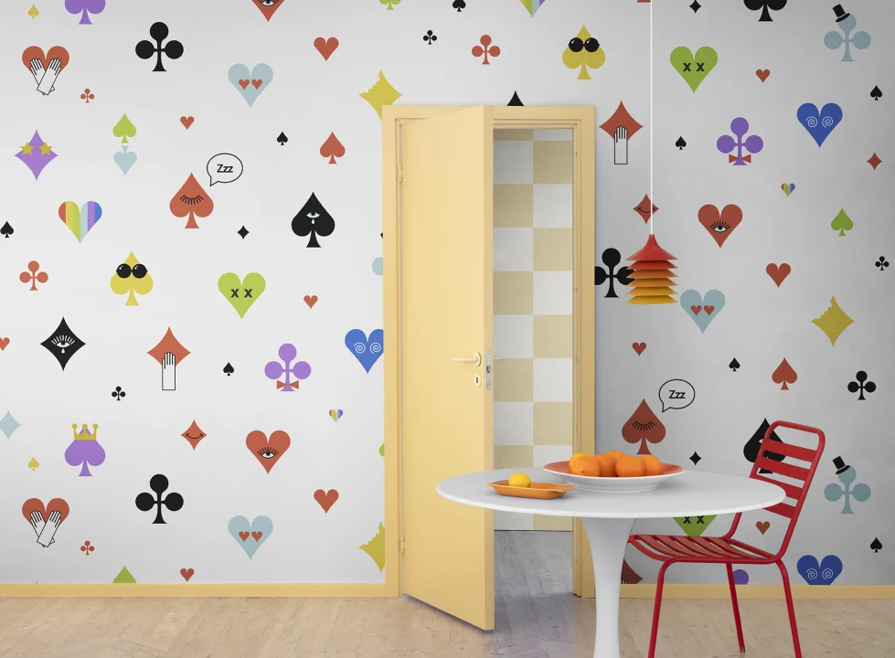 Mural de pared con estampado de póquer arco iris