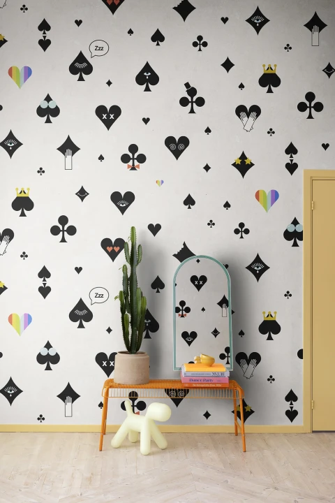 Black and white poker print wall mural