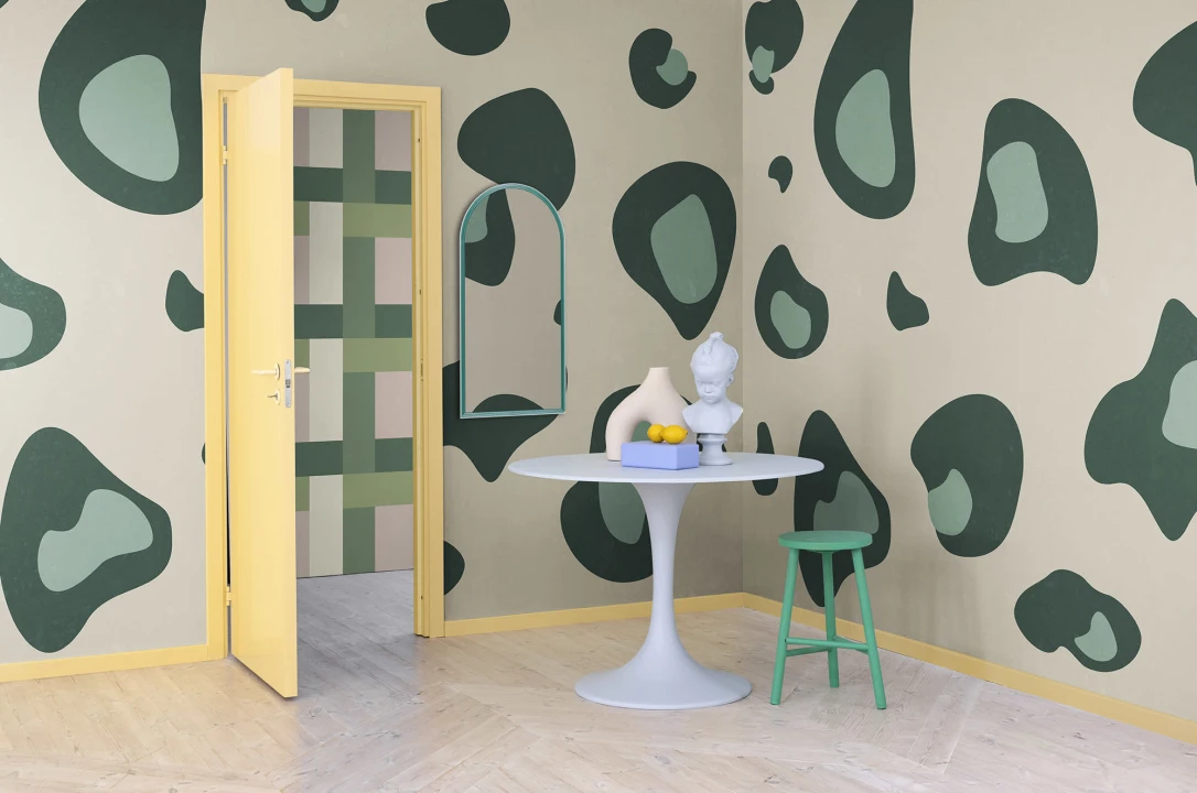 Green leopard print wallpaper