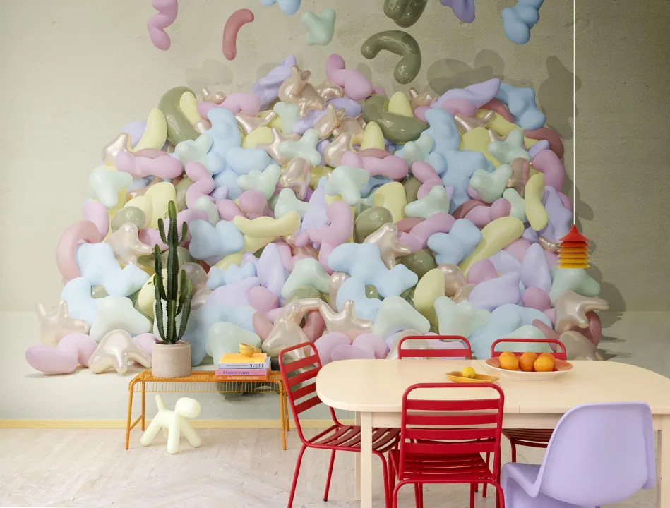 Cool 3D bubblegum wallpaper design