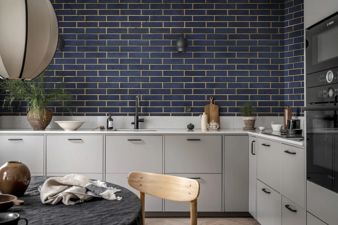 Wall of Tiles in Blue