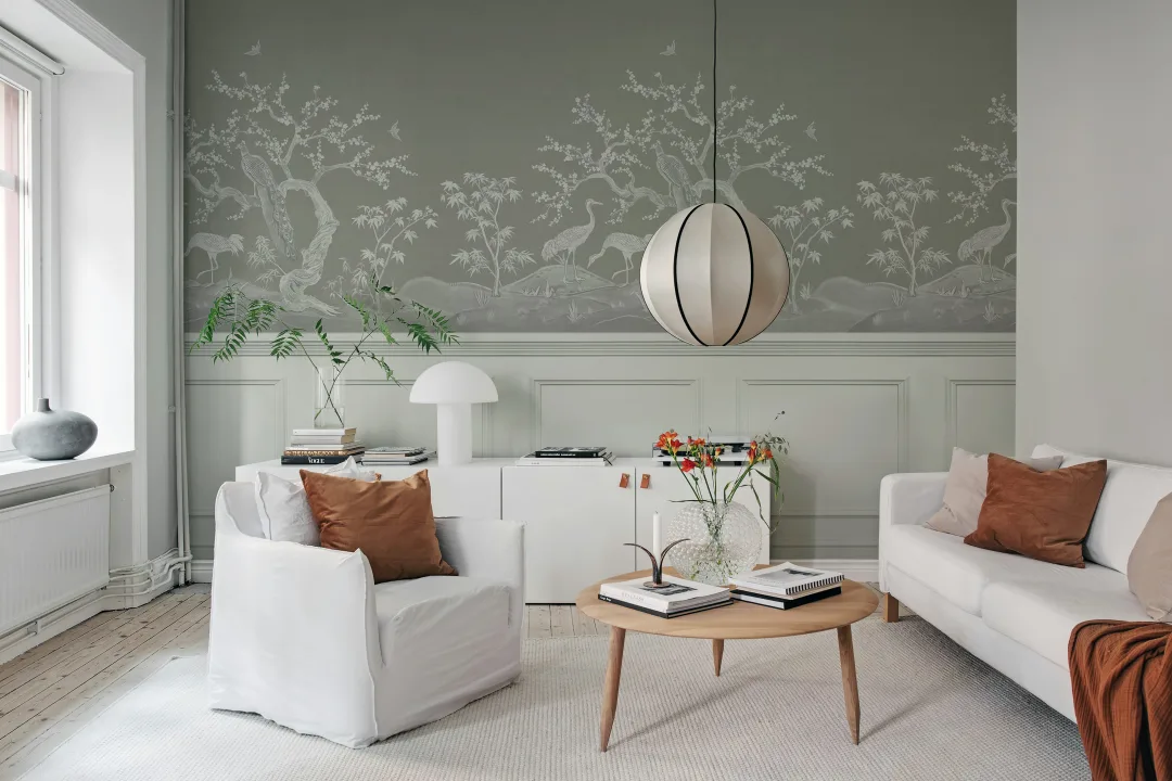 Hand-Painted Chinoiserie Mural