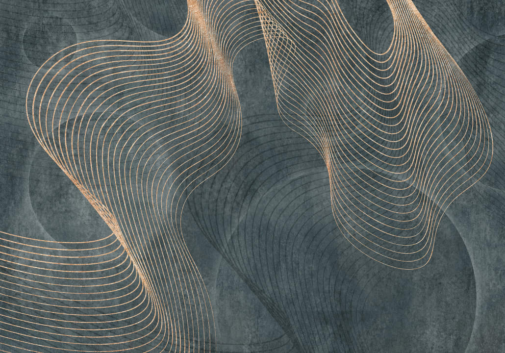 Linee ondulate dorate su sfondo di cemento