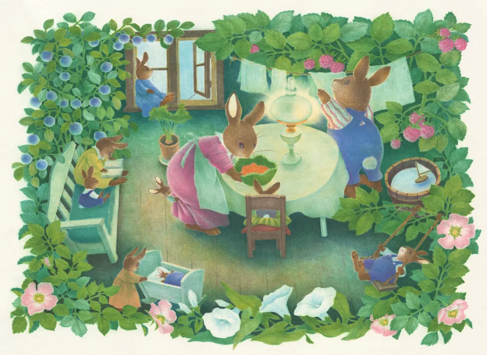 Adorable famille de lapins