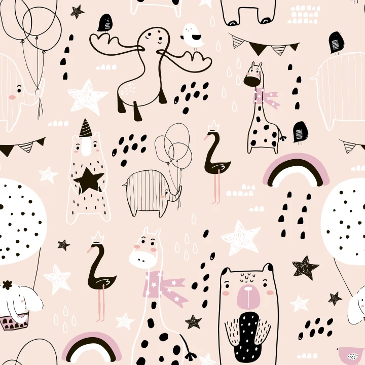 Playful Companions in a Pink Wonderland
