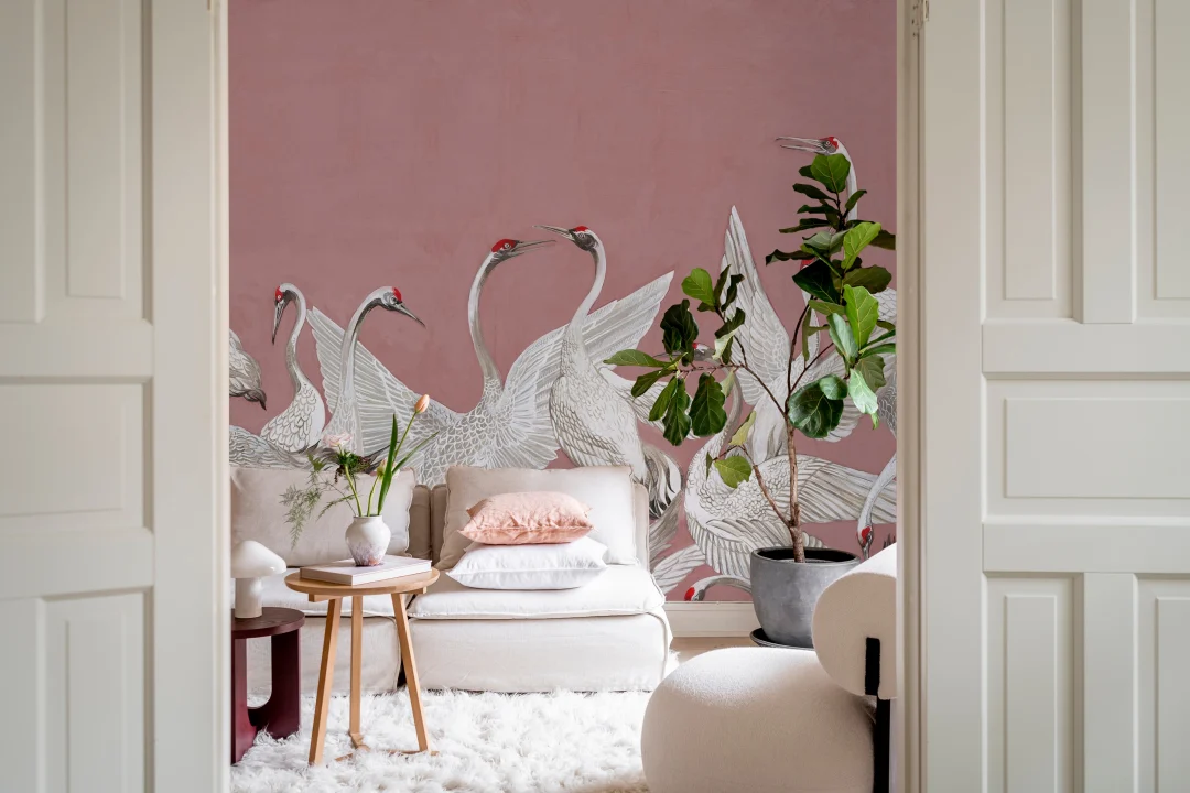 Cranes On a Pink Backdrop