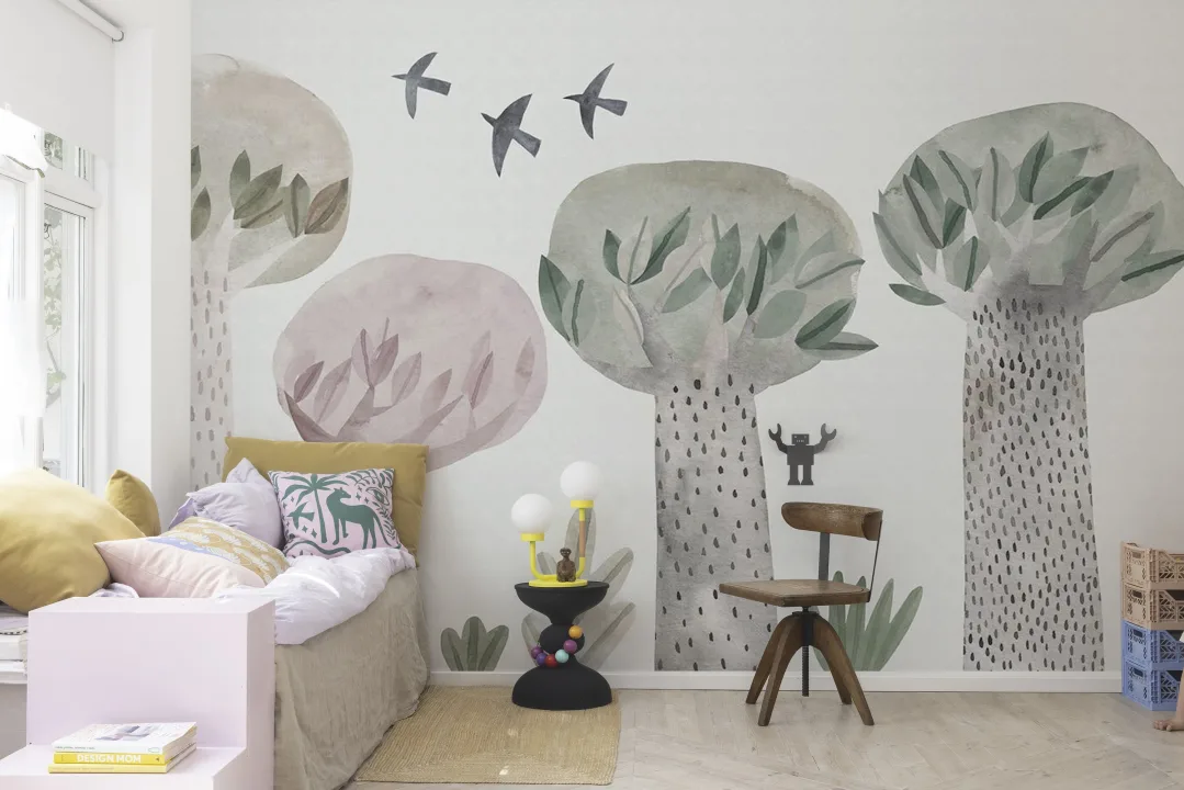 Zachte bomen in dromerige kleuren