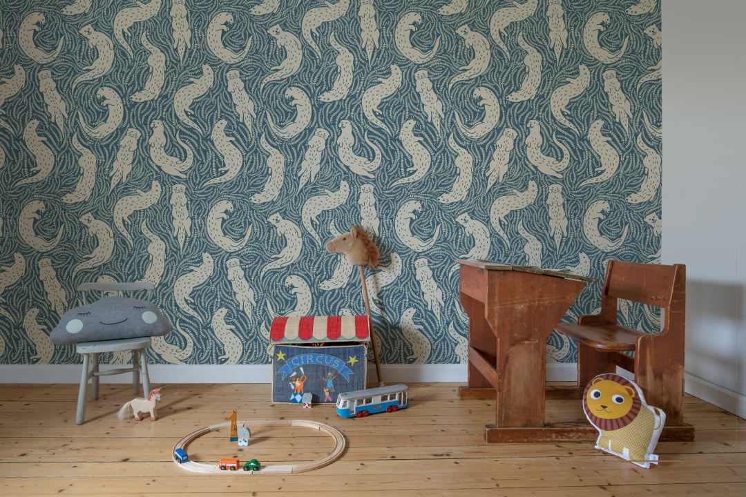 Whimsical Blue Otters