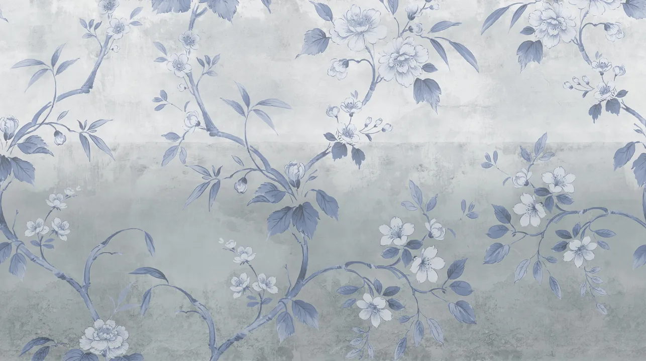Le béton chic rencontre les fleurs en bleu