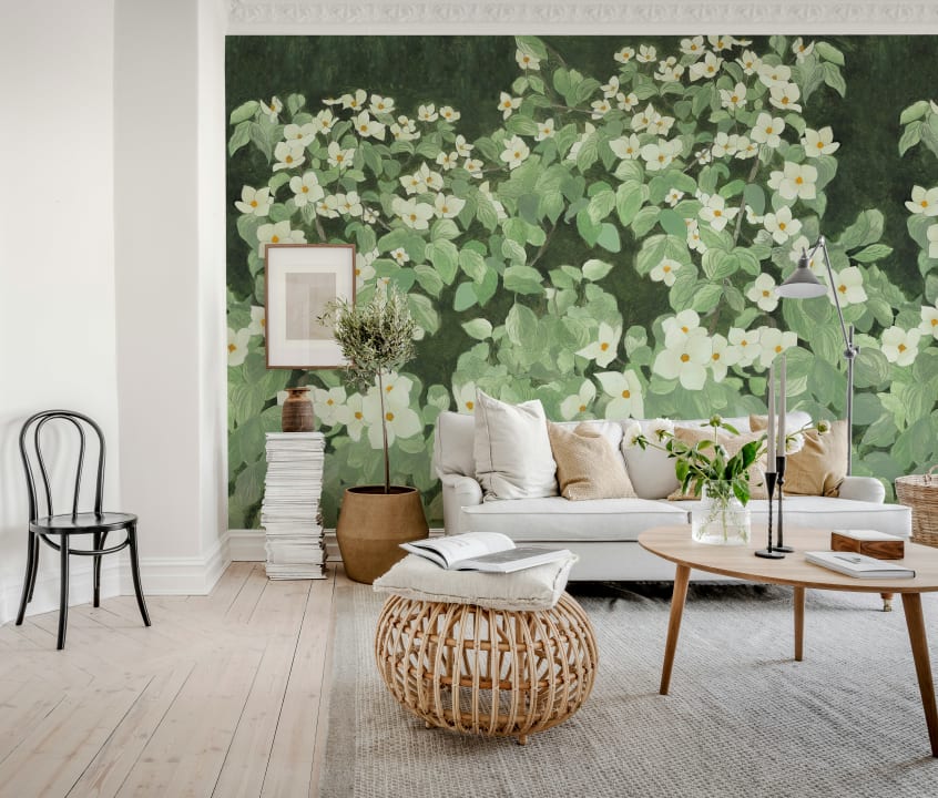 Toile de la Nature : Fleurs Blanches du Parc