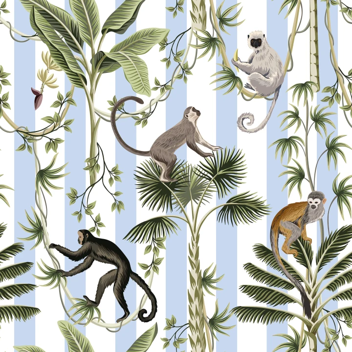 Singes sur bandes bleues