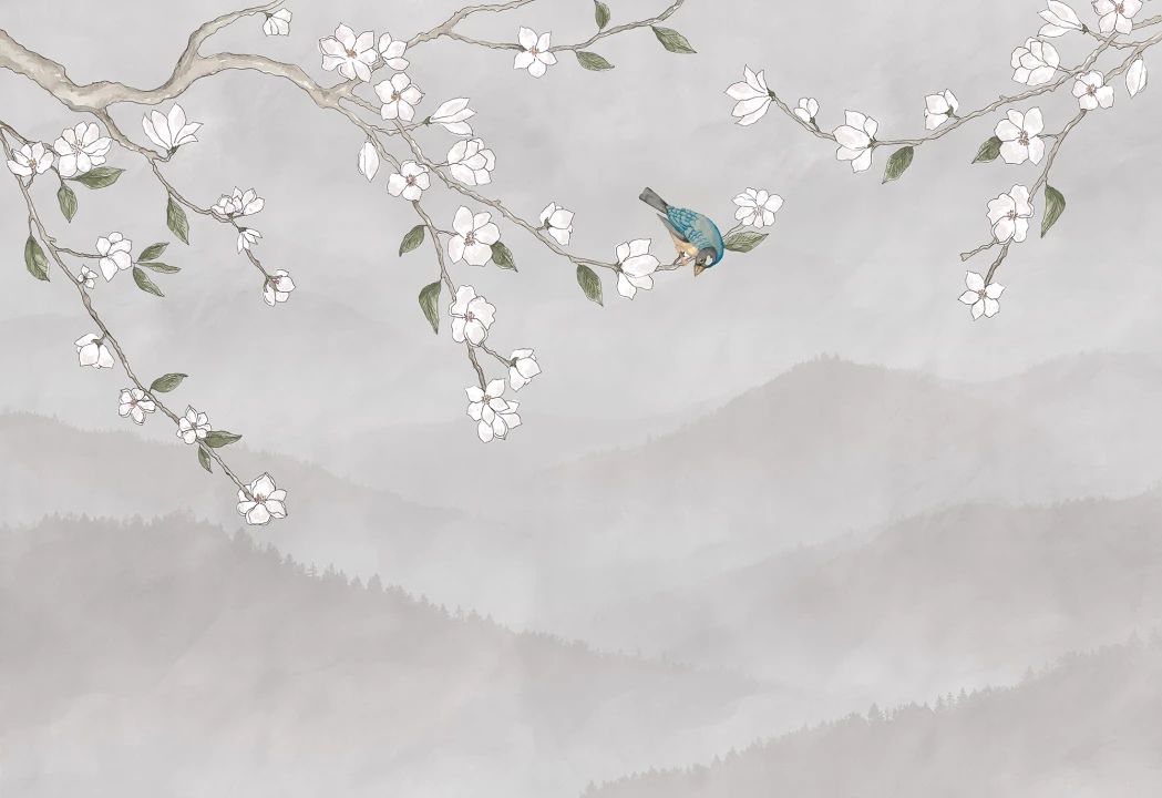 Fleurs Tranquilles avec un Ami à plumes