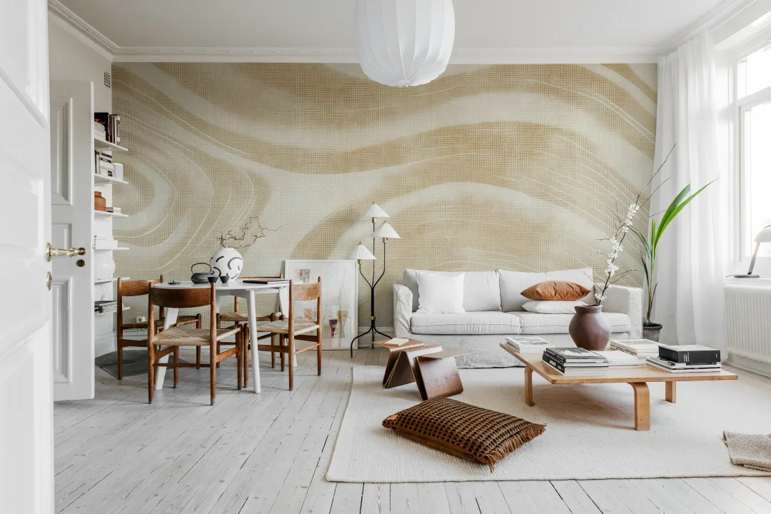 Olas marinas serenas en beige
