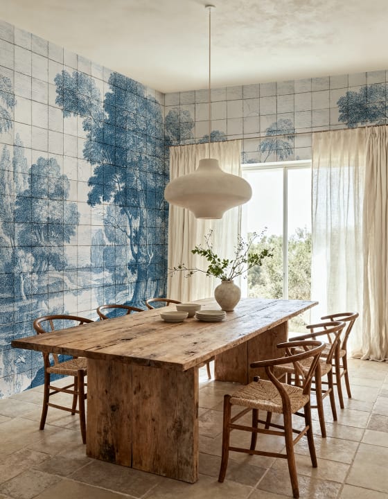 Tidløst Porcelænslandskab i Blå