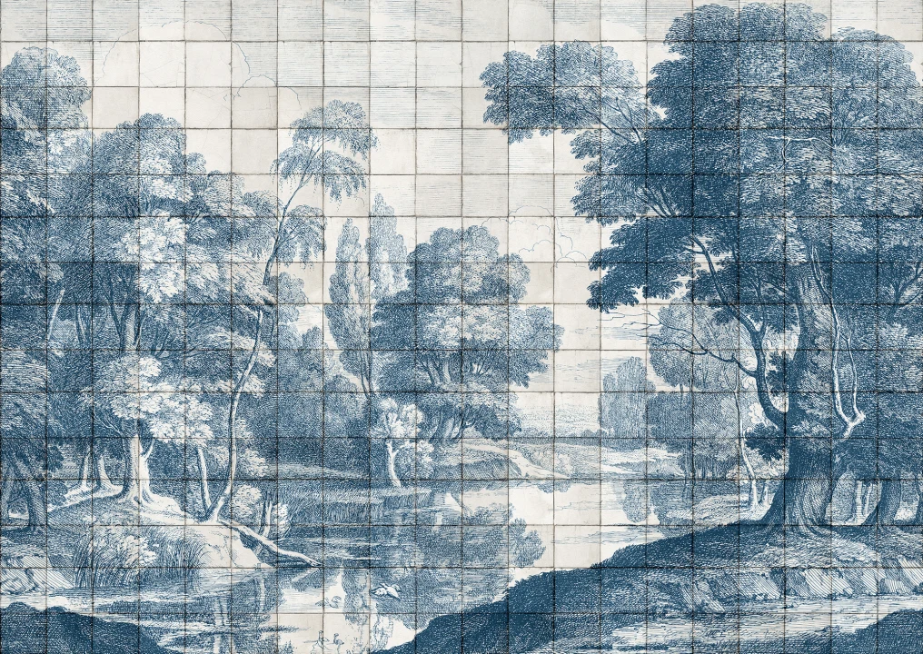 Tidløst Porcelænslandskab i Blå