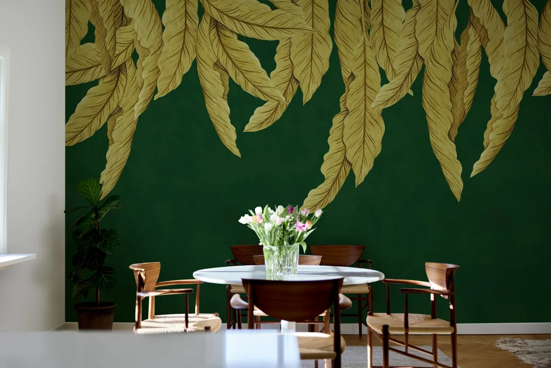 Golden Palms on a Deep Green Canvas