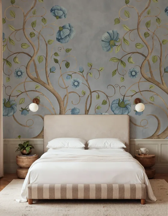 Elegant Flow of Blue Blooms