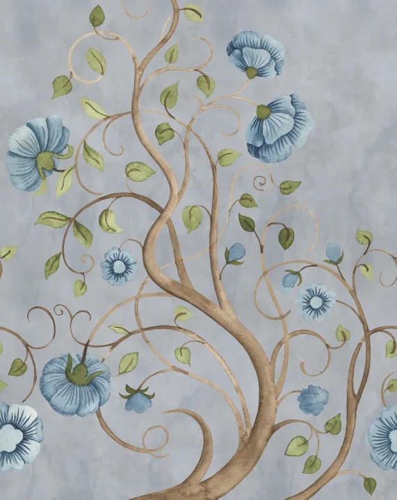 Elegant Flow of Blue Blooms