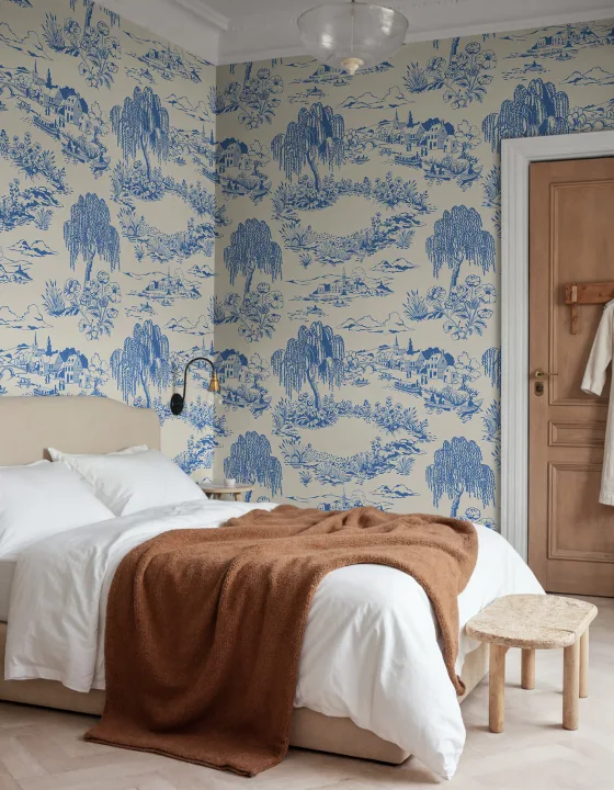 Little Village Toile, Blue
