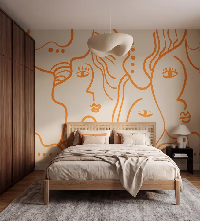 Expressive Faces in Vivid Orange