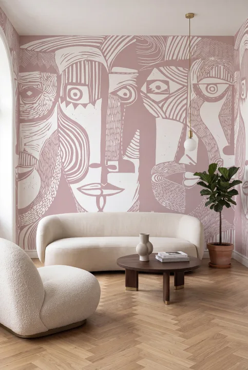 Expressive Abstract Faces in Pink