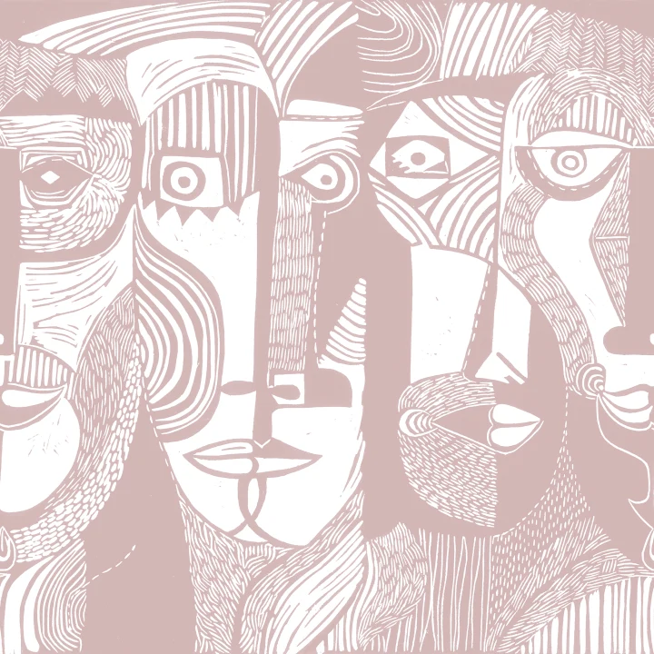 Expressive Abstract Faces in Pink