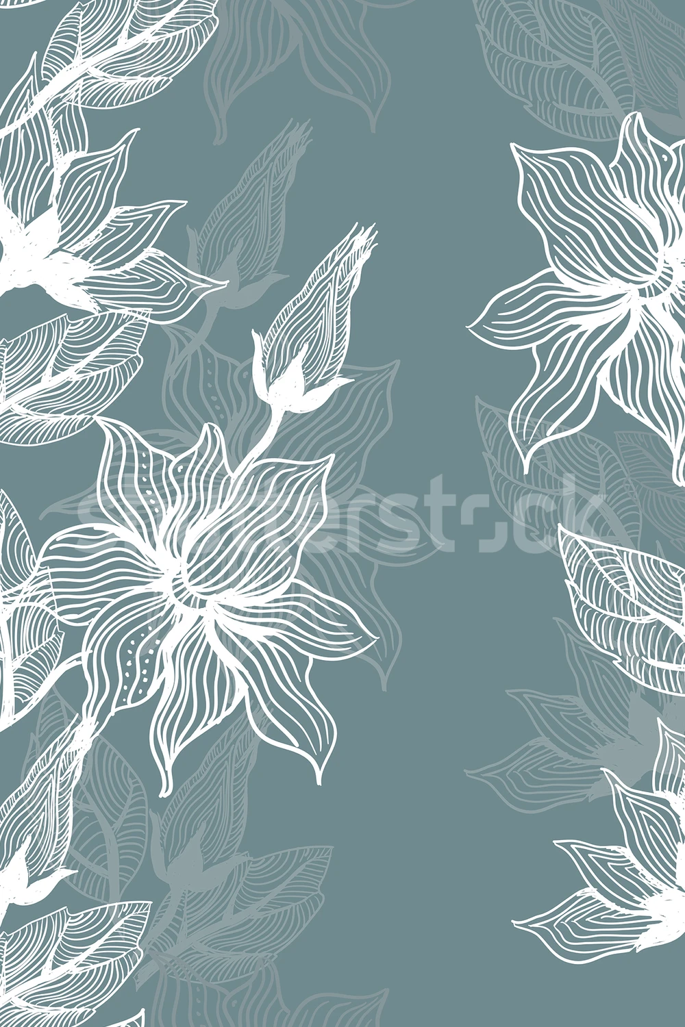 Envelop Your Walls with Giant Flora Daring White on Lagoon