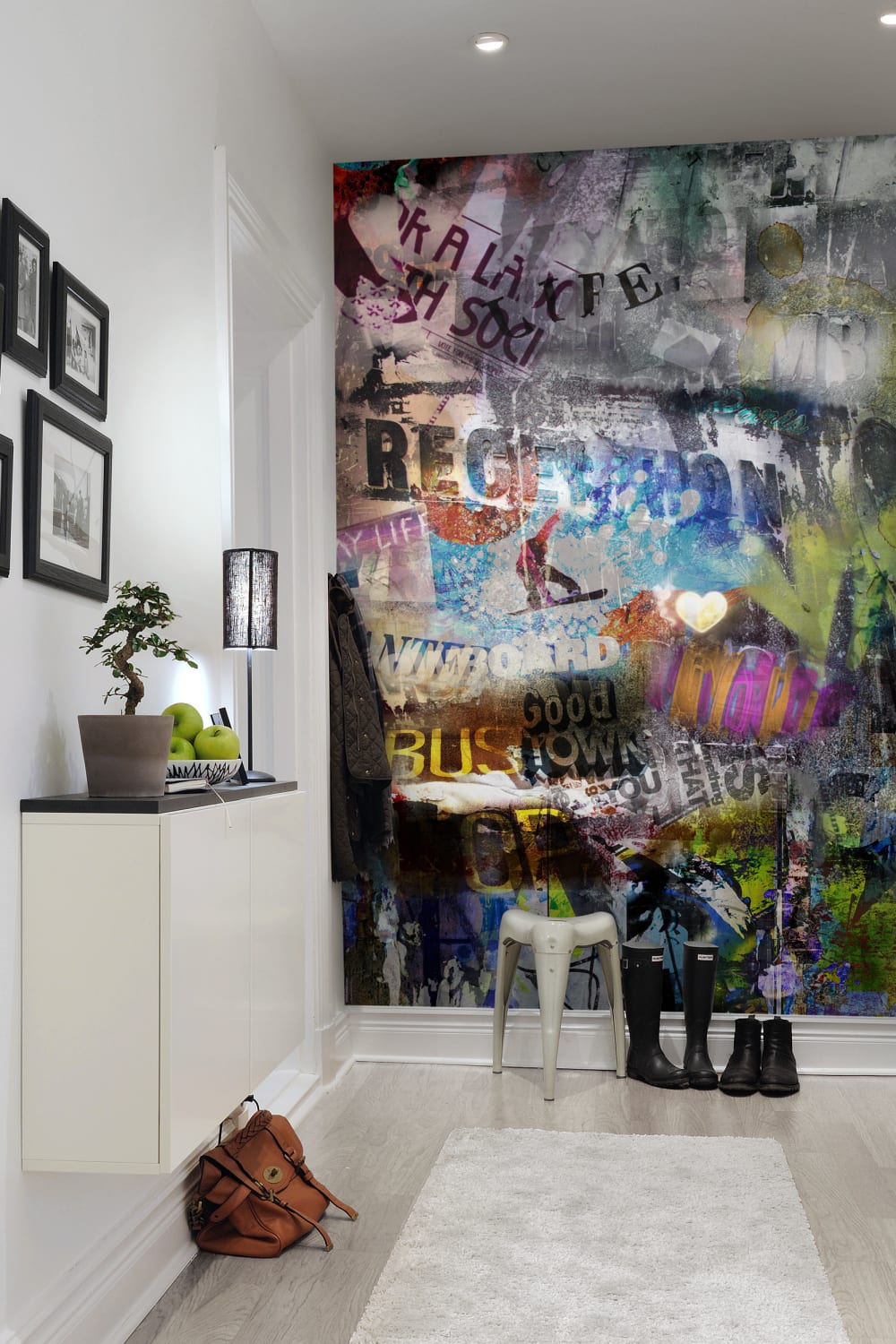 Realistic graffiti wall mural