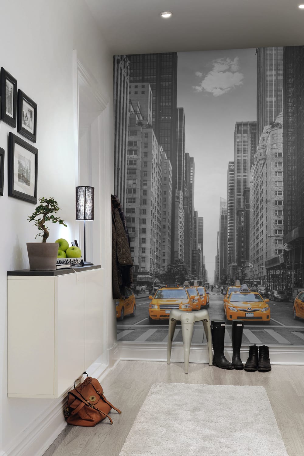 New York buildings and taxis wall mural